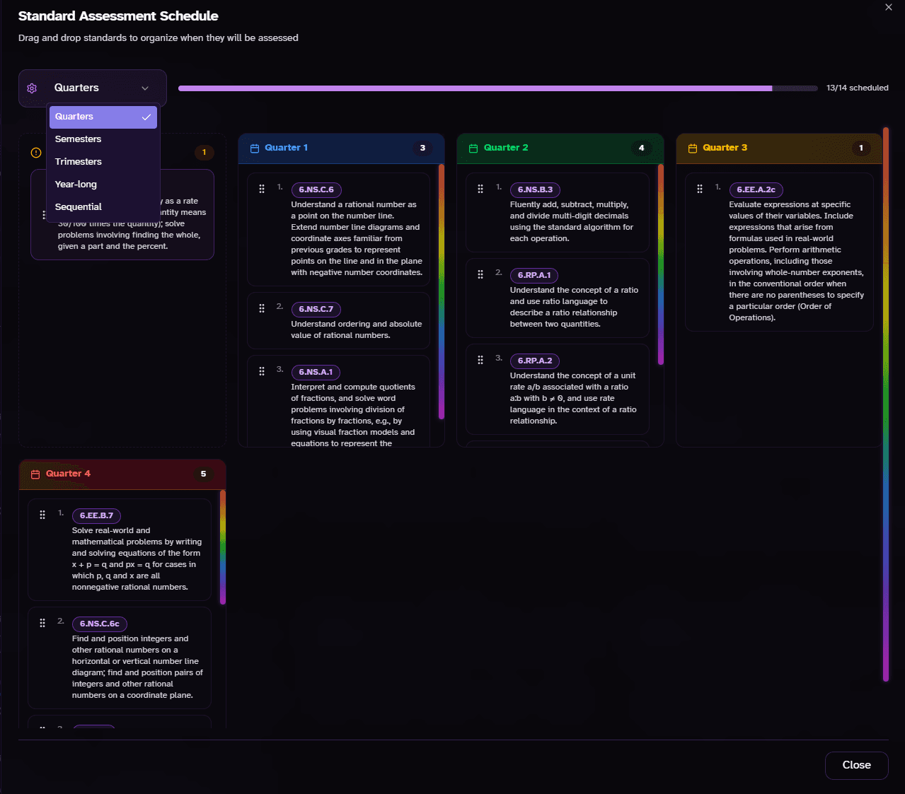 Prioritize Standards by Schedule